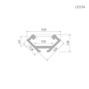 LED Corner mounted Profile Brushed Silver 1m - Image 6