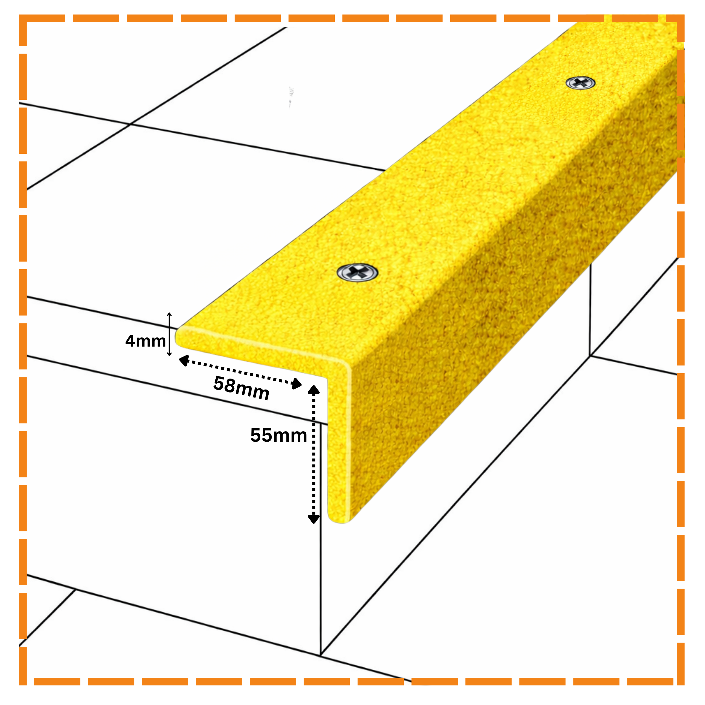 Gripdex anti-slip angle Yellow GRP 58x55x4x2000mm - Image 4