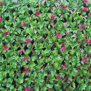 GreenFx Floral Hedge H/D PVC Trellis 2m x 1m Rose Pink
