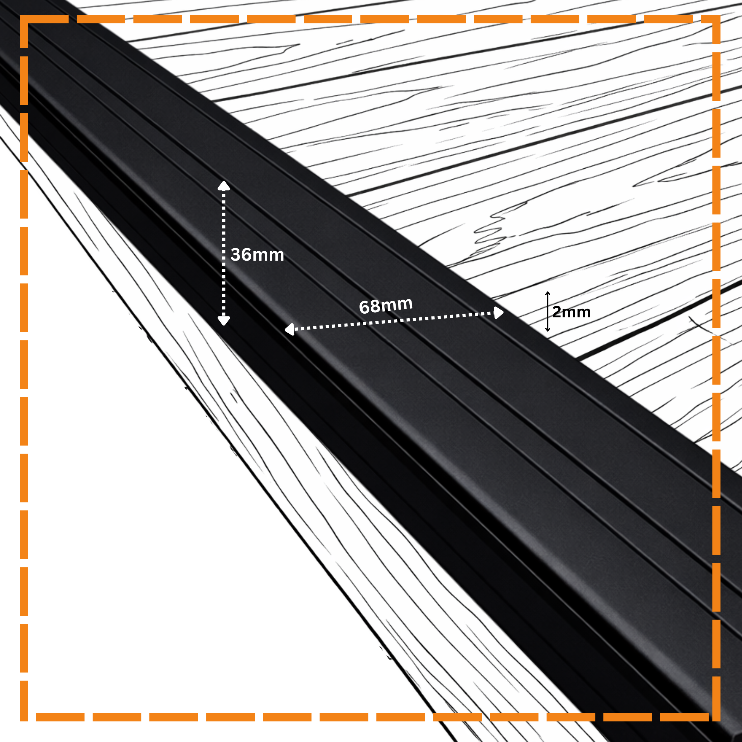 Trojan PVC Flex Rakeback stair nosing 60mm x 36mm x 2m Black - Image 2