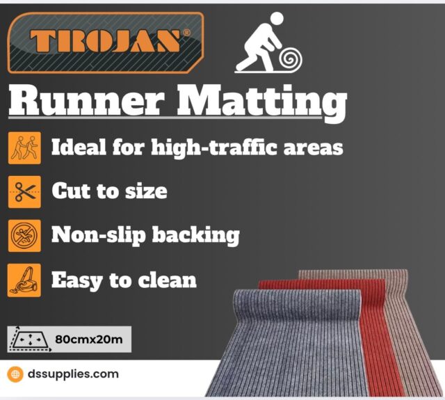 New: Trojan runner matting landing this week, c/w anti-slip backing, full rolls and precut rolls now available 👌#trojan #runnermat #flooringaccessories #diy #builderproviders